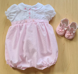 Pink and White- Summer Traditional Girls Romper