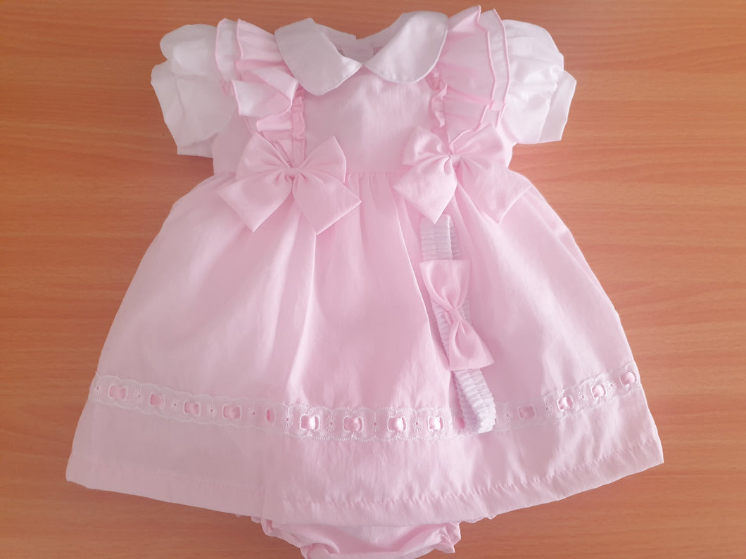 Pink Summer Girls Bow Dress and Pant Set