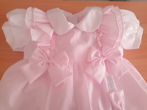 Pink Summer Girls Bow Dress and Pant Set