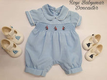 Load image into Gallery viewer, Baby Blue Boys Smocked Summer Romper
