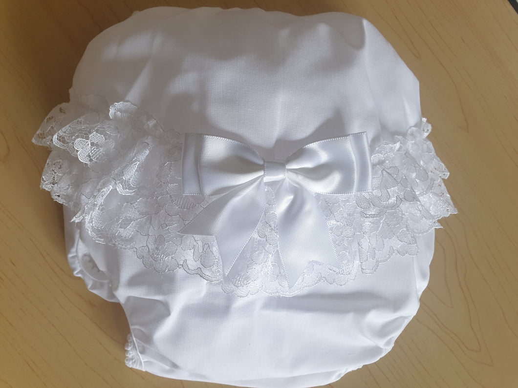 White Cotton Frill Bum- Nappy Pant