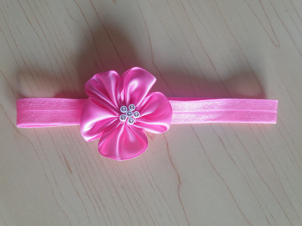 Rose Pink - Stretch Elastic - Diamante Headband