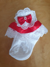 Load image into Gallery viewer, White with red - frilly socks
