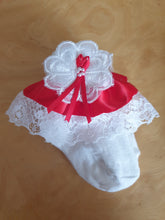 Load image into Gallery viewer, White with red - frilly socks
