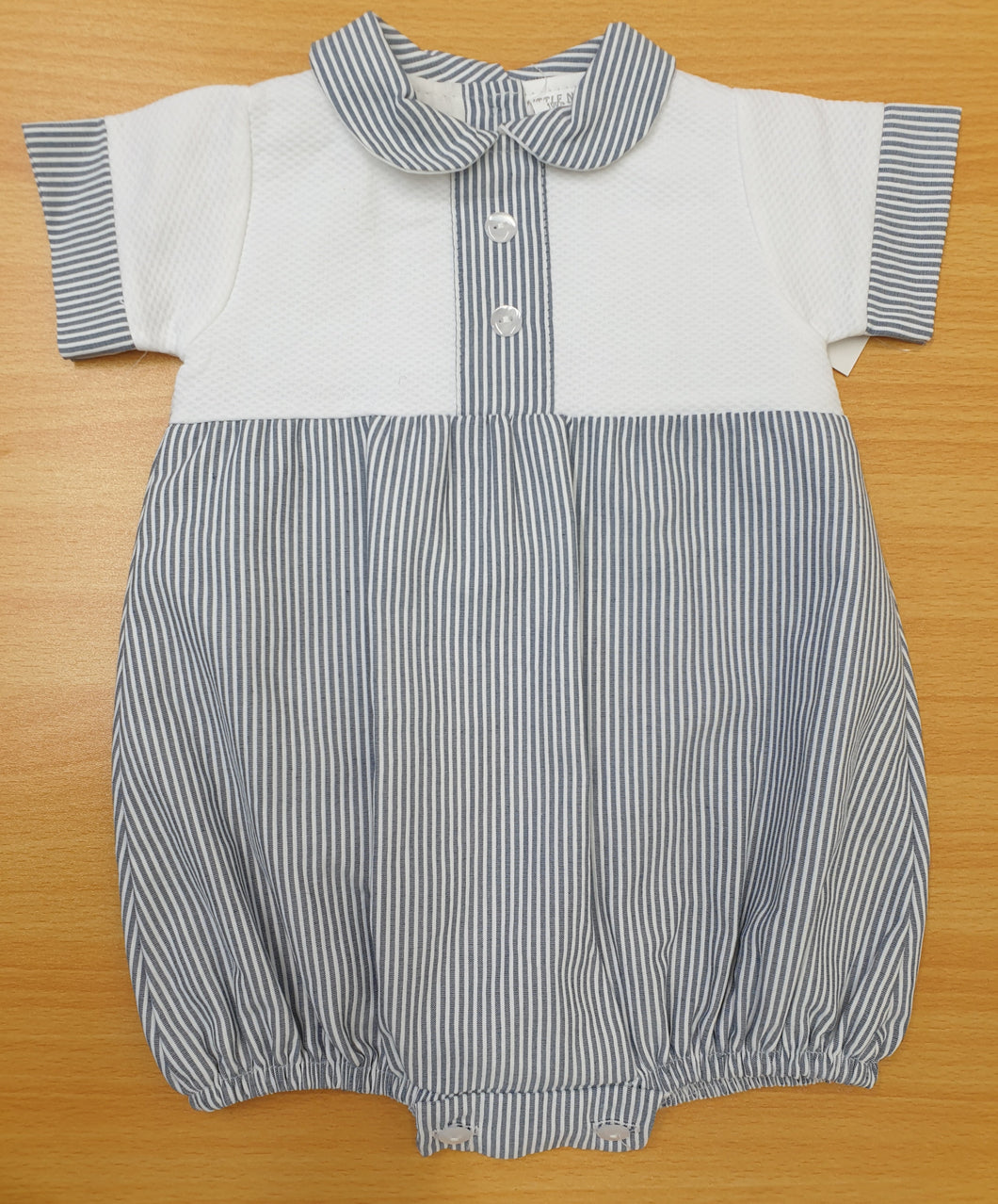 Navy blue and White Striped Boys Portuguese Summer Romper