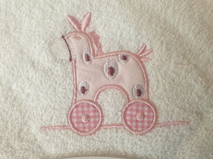 White and Pink Baby Hooded Towel