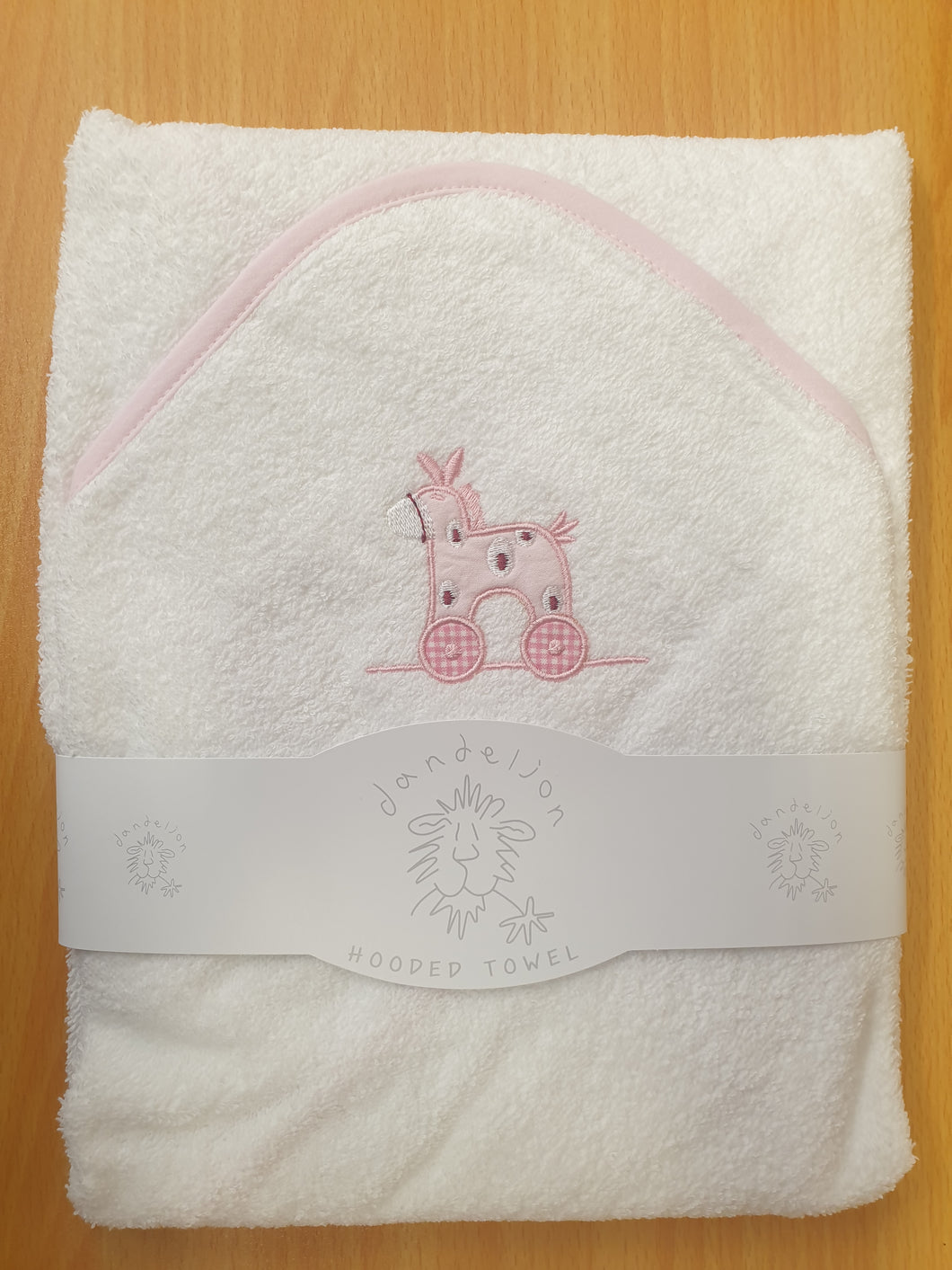 White and Pink Baby Hooded Towel